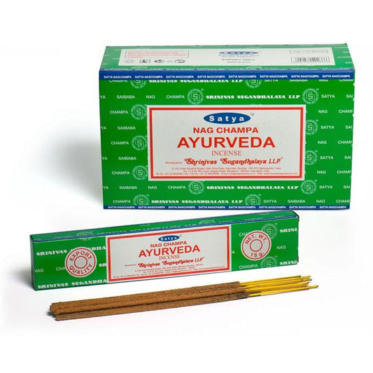 Set of 12 Packets of Ayurveda Incense Sticks by Satya - DuvetDay.co.uk