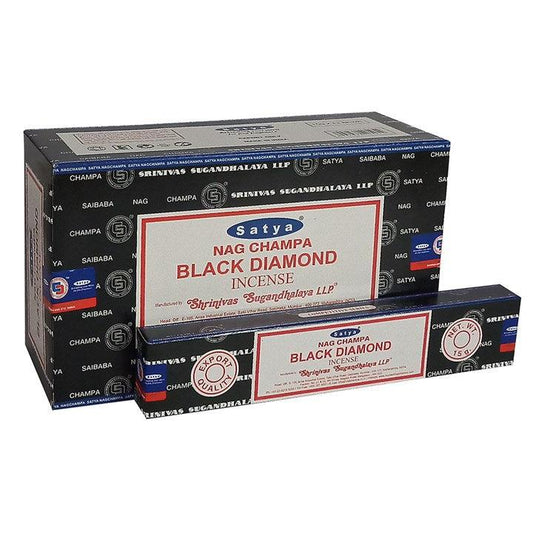 Set of 12 Packets of Black Diamond Incense Sticks by Satya - DuvetDay.co.uk