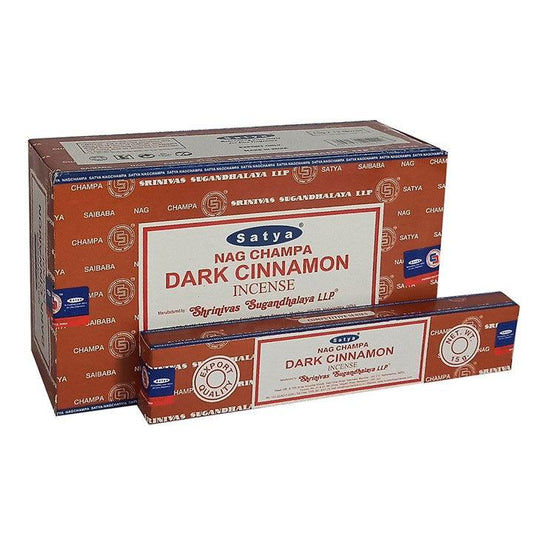 Set of 12 Packets of Dark Cinnamon Incense Sticks by Satya - DuvetDay.co.uk