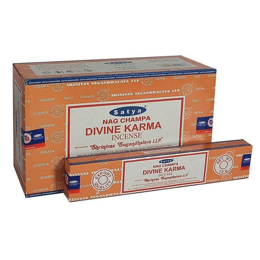 Set of 12 Packets of Divine Karma Incense Sticks by Satya - DuvetDay.co.uk