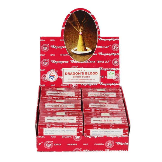 Set of 12 Packets of Dragon's Blood Dhoop Cones by Satya - DuvetDay.co.uk