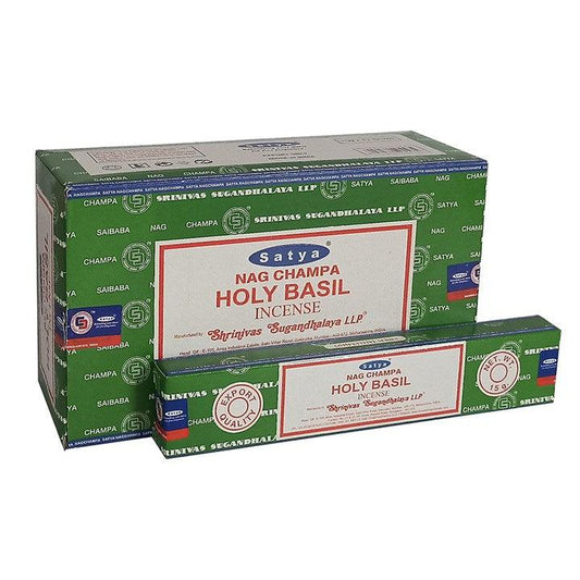Set of 12 Packets of Holy Basil Incense Sticks by Satya - DuvetDay.co.uk