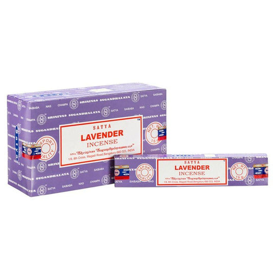 Set of 12 Packets of Lavender Incense Sticks by Satya - DuvetDay.co.uk