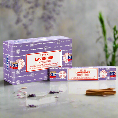 Set of 12 Packets of Lavender Incense Sticks by Satya