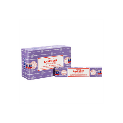 Set of 12 Packets of Lavender Incense Sticks by Satya - DuvetDay.co.uk