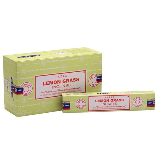 Set of 12 Packets of Lemongrass Incense Sticks by Satya - DuvetDay.co.uk