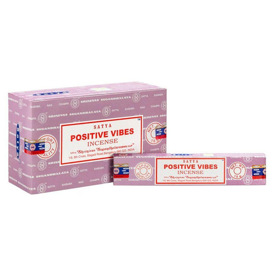 Set of 12 Packets of Positive Vibes Incense Sticks by Satya - DuvetDay.co.uk