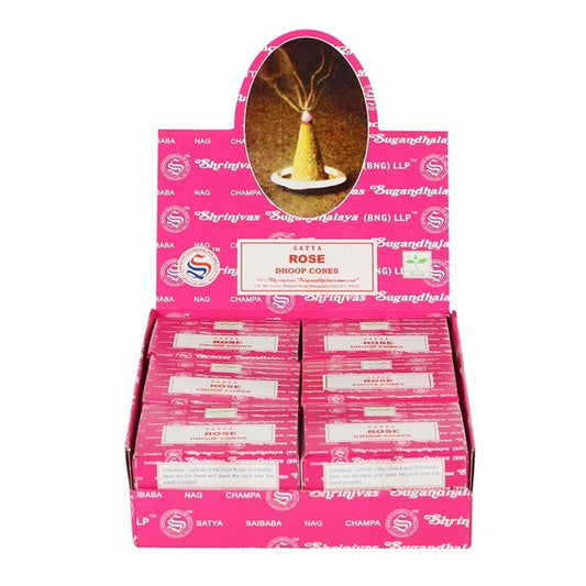 Set of 12 Packets of Rose Dhoop Cones by Satya - DuvetDay.co.uk