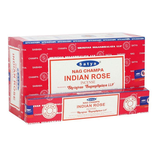 Set of 12 Packets of Satya Indian Rose Incense Sticks - DuvetDay.co.uk