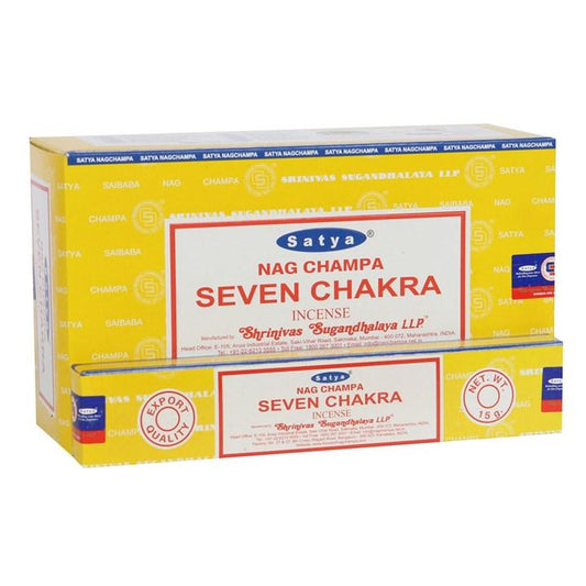 Set of 12 Packets of Seven Chakra Incense Sticks by Satya - DuvetDay.co.uk