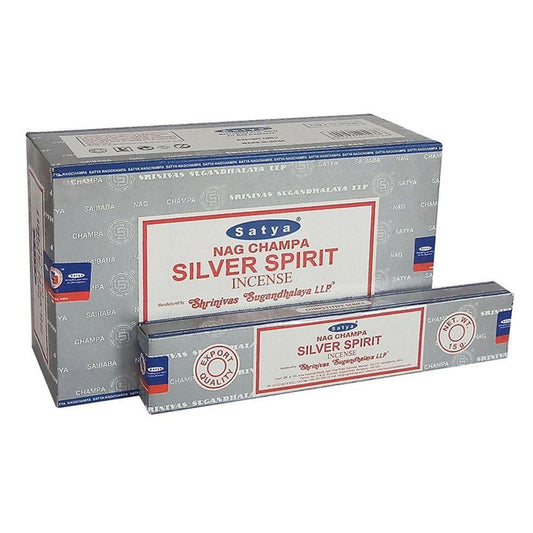Set of 12 Packets of Silver Spirit Incense Sticks by Satya - DuvetDay.co.uk