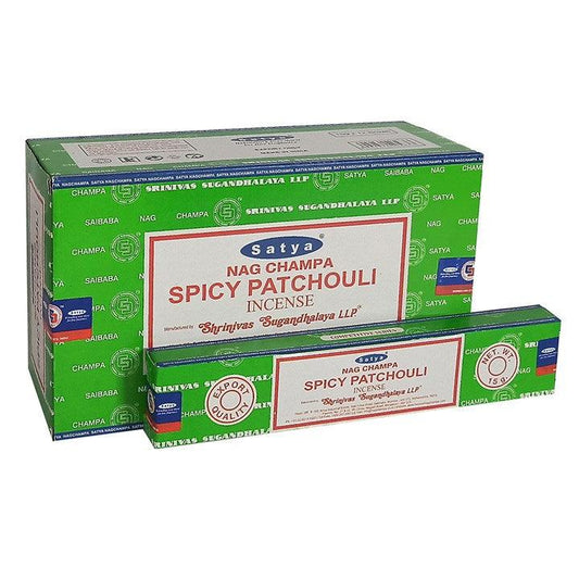 Set of 12 Packets of Spicy Patchouli Incense Sticks by Satya - DuvetDay.co.uk