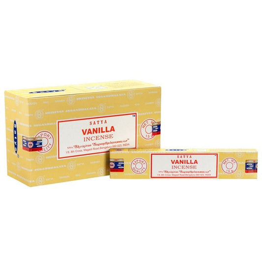 Set of 12 Packets of Vanilla Incense Sticks by Satya - DuvetDay.co.uk
