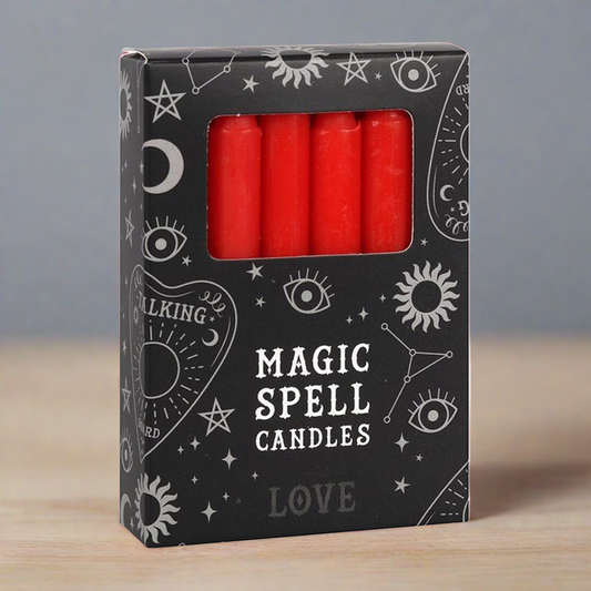Set of 12 Red 'Love' Spell Candles