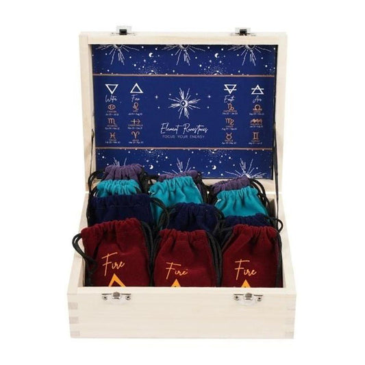 Set of 16 Four Elements Rune Stones in Display - DuvetDay.co.uk