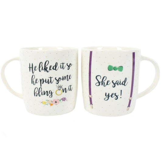 Set of 2 She Said Yes Mugs - DuvetDay.co.uk