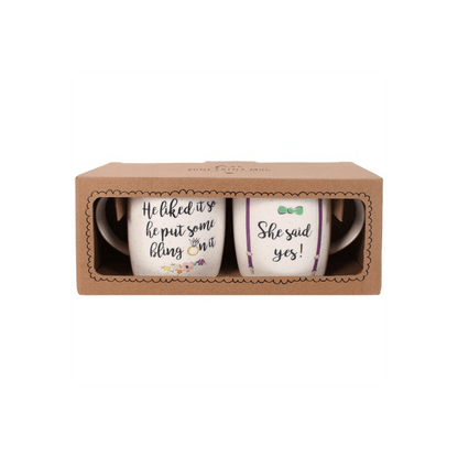 Set of 2 She Said Yes Mugs - DuvetDay.co.uk