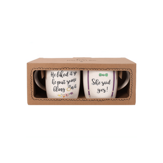 Set of 2 She Said Yes Mugs - DuvetDay.co.uk