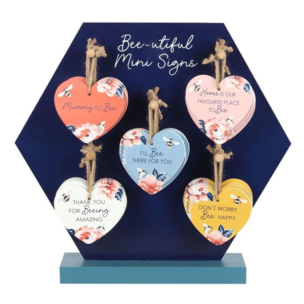 Set of 20 Bee-utiful Mini Heart Signs on Display - DuvetDay.co.uk