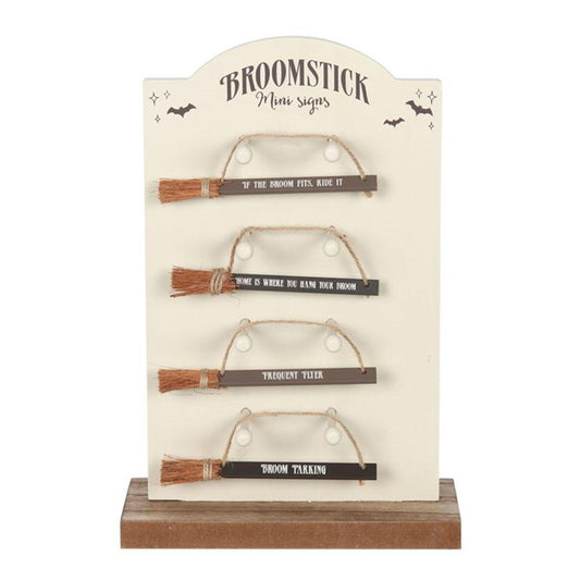 Set of 24 Mini Broomstick Signs on Display - DuvetDay.co.uk