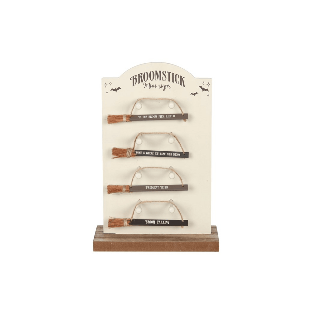 Set of 24 Mini Broomstick Signs on Display - DuvetDay.co.uk