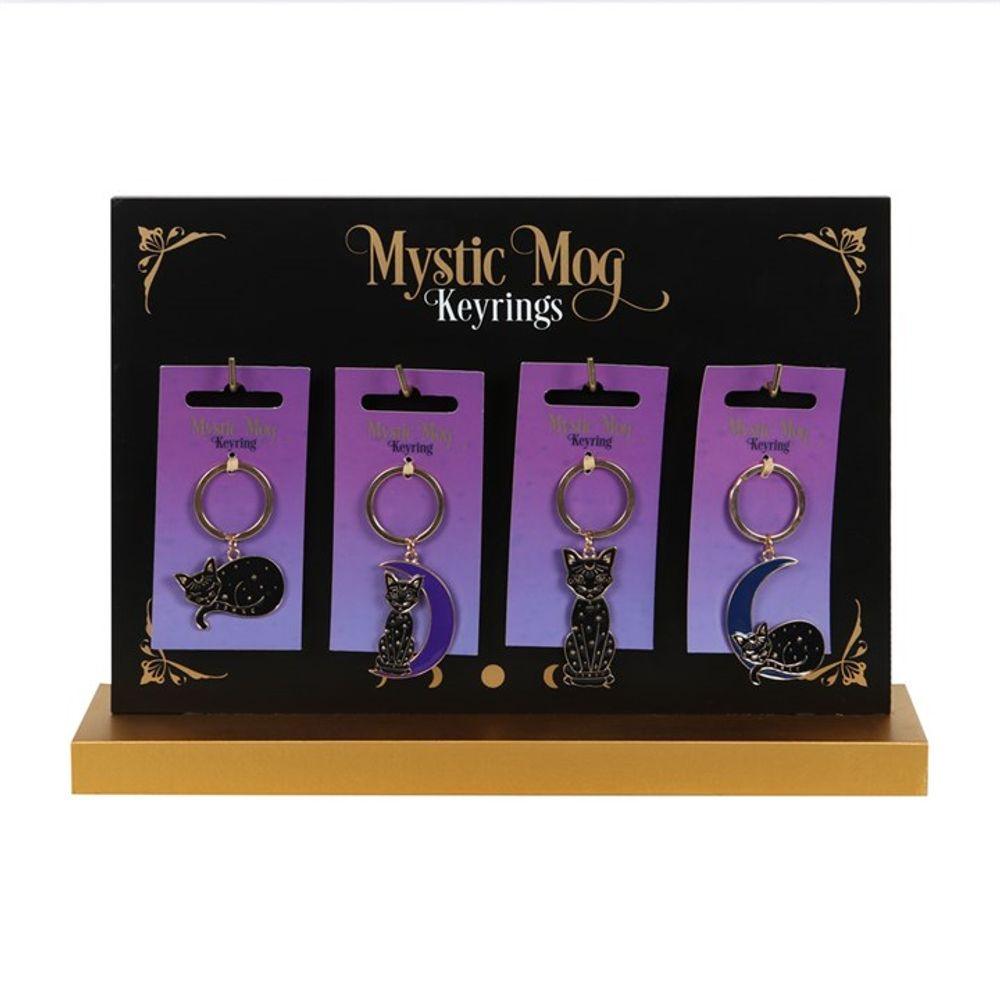 Set of 24 Mystic Mog Cat Keyrings on Display - DuvetDay.co.uk