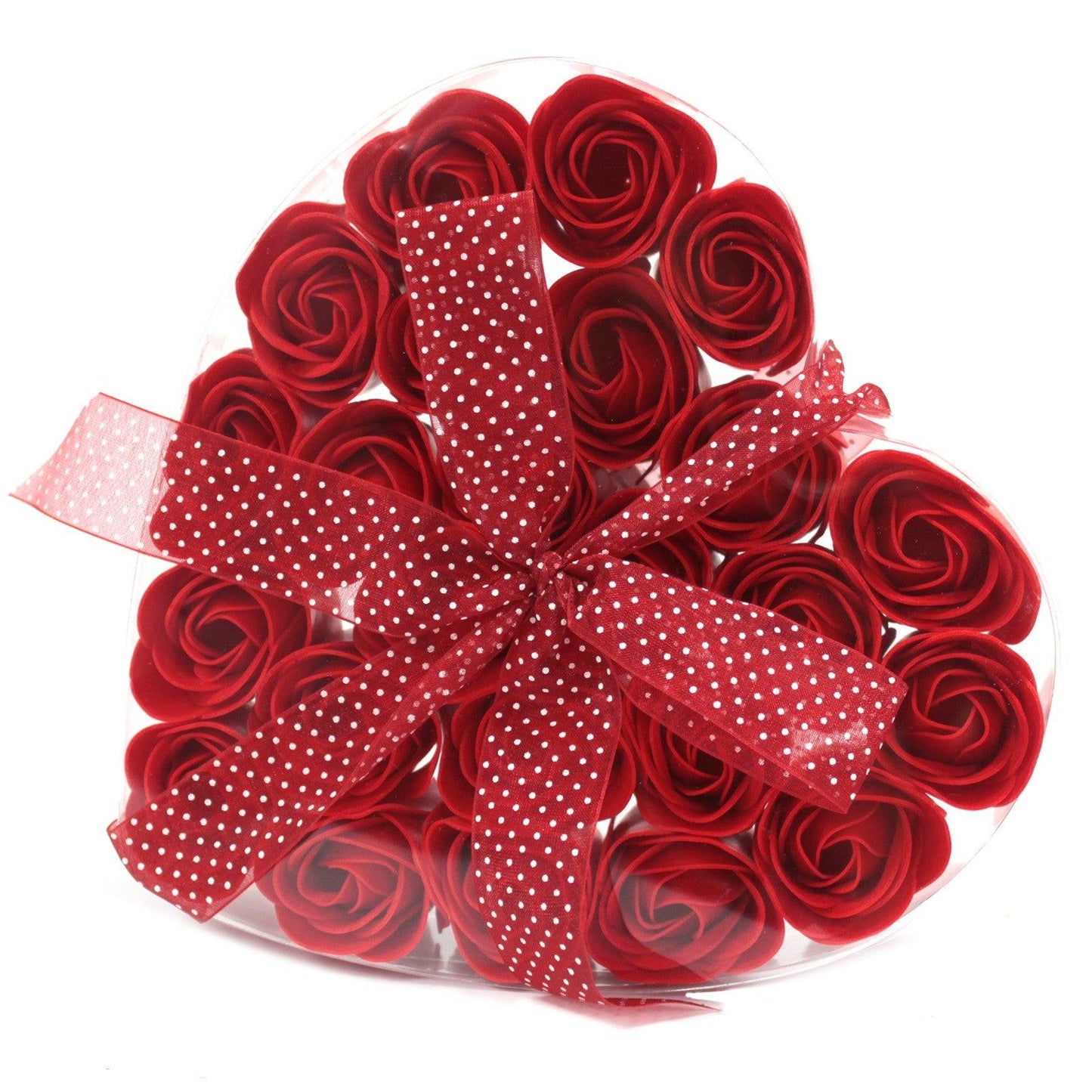 Set of 24 Soap Flower Heart Box - Red Roses - DuvetDay.co.uk