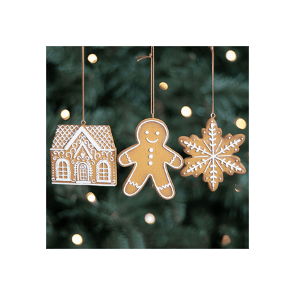 Set of 3 Hanging Gingerbread Decorations - DuvetDay.co.uk