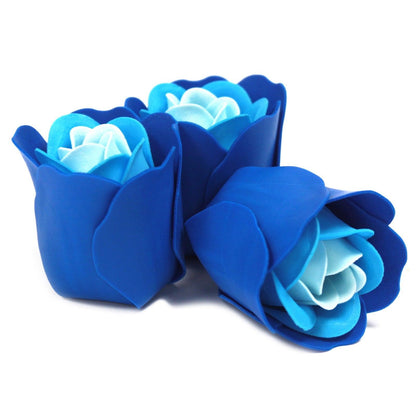 Set of 3 Soap Flower Heart Box - Blue Wedding Roses - DuvetDay.co.uk