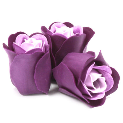 Set of 3 Soap Flower Heart Box - Lavender Roses - DuvetDay.co.uk