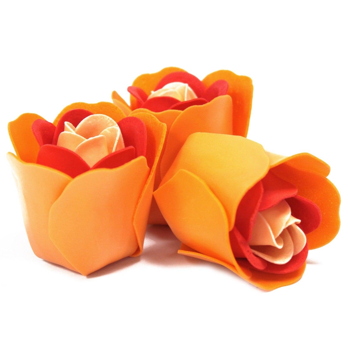 Set of 3 Soap Flower Heart Box - Peach Roses - DuvetDay.co.uk