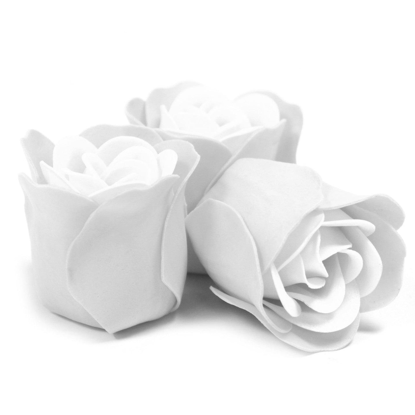 Set of 3 Soap Flower Heart Box - White - DuvetDay.co.uk