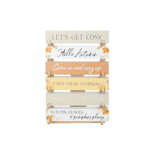 Set of 36 Autumn Block Signs on Display - DuvetDay.co.uk