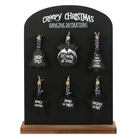 Set of 36 Creepy Christmas Hanging Signs on Display - DuvetDay.co.uk
