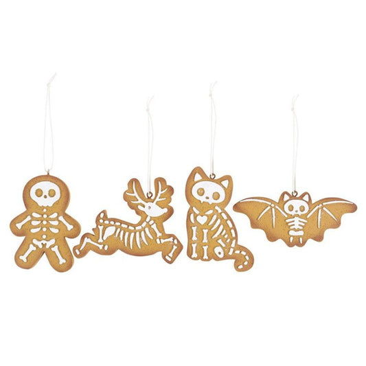 Set of 4 Creepy Skeleton Cookie Ornaments - DuvetDay.co.uk
