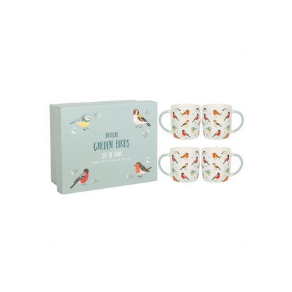 Set of 4 Garden Bird Mugs - DuvetDay.co.uk