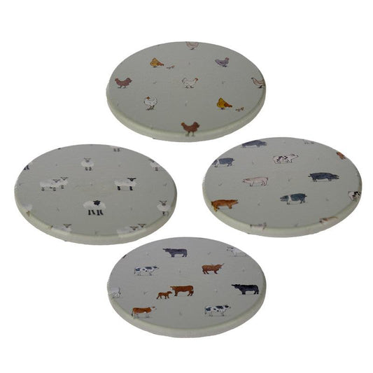 Set of 4 Novelty Coasters - Willow Farm - DuvetDay.co.uk