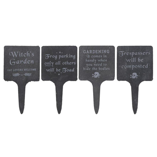 Set of 4 Slate Gothic Garden Signs