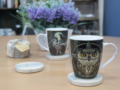 Set of 4 Stone Coasters - Round - Stripe - DuvetDay.co.uk