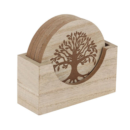 Set of 4 Tree of Life Engraved Coasters - DuvetDay.co.uk