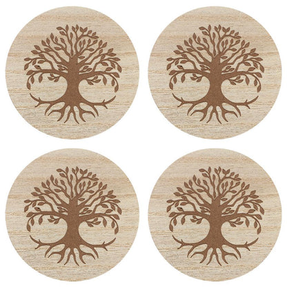 Set of 4 Tree of Life Engraved Coasters - DuvetDay.co.uk