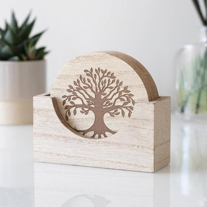 Set of 4 Tree of Life Engraved Coasters - DuvetDay.co.uk