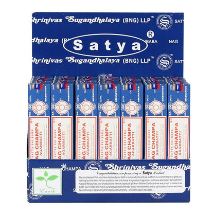 Set of 42 packets of Satya Nagchampa Incense Sticks in Display - DuvetDay.co.uk