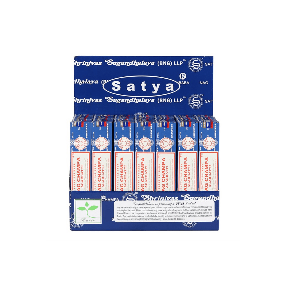Set of 42 packets of Satya Nagchampa Incense Sticks in Display - DuvetDay.co.uk