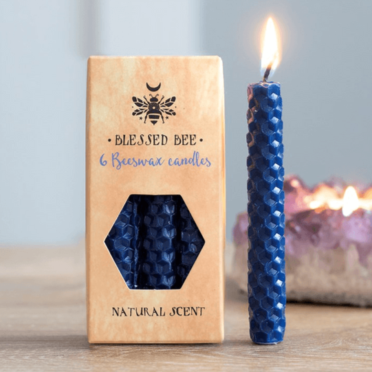 Set of 6 Blue Beeswax Spell Candles - DuvetDay.co.uk