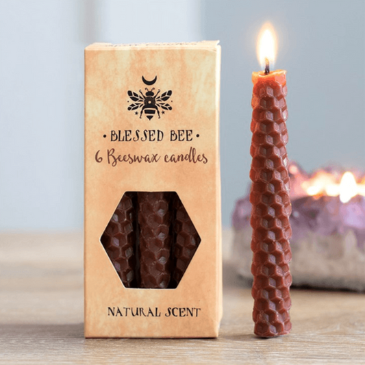 Set of 6 Brown Beeswax Spell Candles - DuvetDay.co.uk