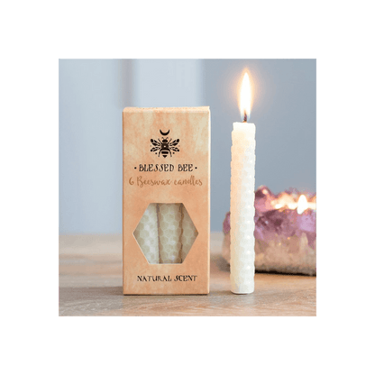 Set of 6 Cream Beeswax Spell Candles - DuvetDay.co.uk
