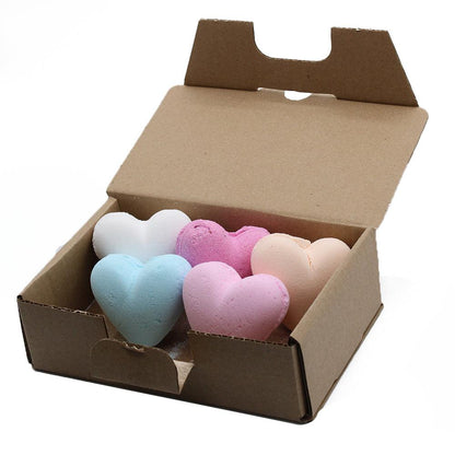 Set of 6 mixed Love Heart Bath Bombs 70g - DuvetDay.co.uk