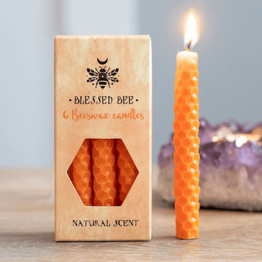 Set of 6 Orange Beeswax Spell Candles - DuvetDay.co.uk
