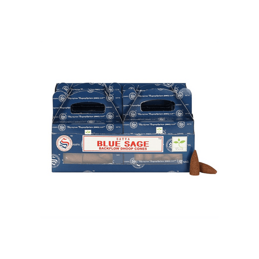 Set of 6 Packets of Blue Sage Backflow Dhoop Cones by Satya - DuvetDay.co.uk